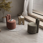 Modern Luxury Cylinder Solid Wood Velvet Iron Vanity Stool Backrest For Bedroom Lumendat