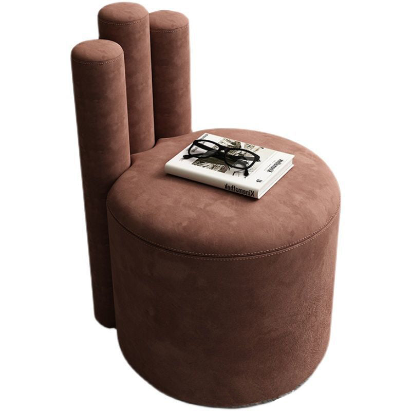 Modern Luxury Cylinder Solid Wood Velvet Iron Vanity Stool Backrest For Bedroom Lumendat