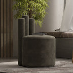 Modern Luxury Cylinder Solid Wood Velvet Iron Vanity Stool Backrest For Bedroom Lumendat