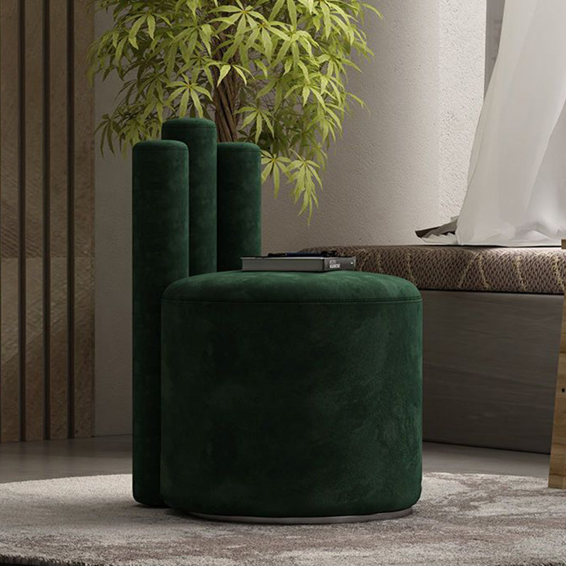 Modern Luxury Cylinder Solid Wood Velvet Iron Vanity Stool Backrest For Bedroom Lumendat