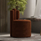 Modern Luxury Cylinder Solid Wood Velvet Iron Vanity Stool Backrest For Bedroom Lumendat