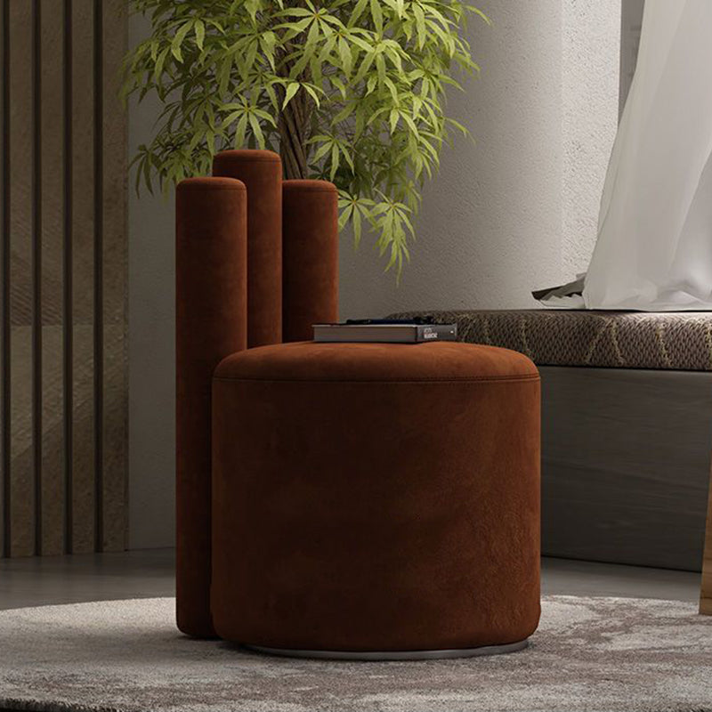 Modern Luxury Cylinder Solid Wood Velvet Iron Vanity Stool Backrest For Bedroom Lumendat