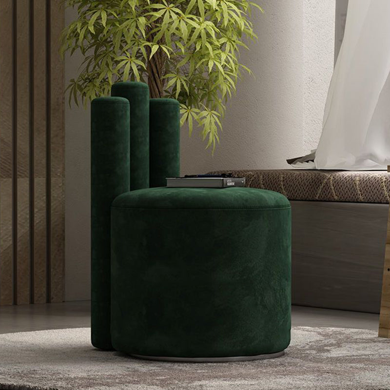 Modern Luxury Cylinder Solid Wood Velvet Iron Vanity Stool Backrest For Bedroom Lumendat