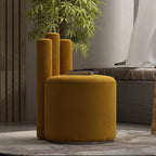 Modern Luxury Cylinder Solid Wood Velvet Iron Vanity Stool Backrest For Bedroom Lumendat