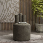 Modern Luxury Cylinder Solid Wood Velvet Iron Vanity Stool Backrest For Bedroom Lumendat