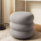 Modern Minimalist Cylinder Frame Lambswool Solid Wood Vanity Stool For Bedroom Lumendat