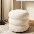 Modern Minimalist Cylinder Frame Lambswool Solid Wood Vanity Stool For Bedroom Lumendat