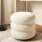 Modern Minimalist Cylinder Frame Lambswool Solid Wood Vanity Stool For Bedroom Lumendat