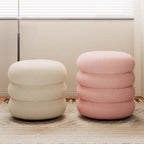 Modern Minimalist Cylinder Frame Lambswool Solid Wood Vanity Stool For Bedroom Lumendat