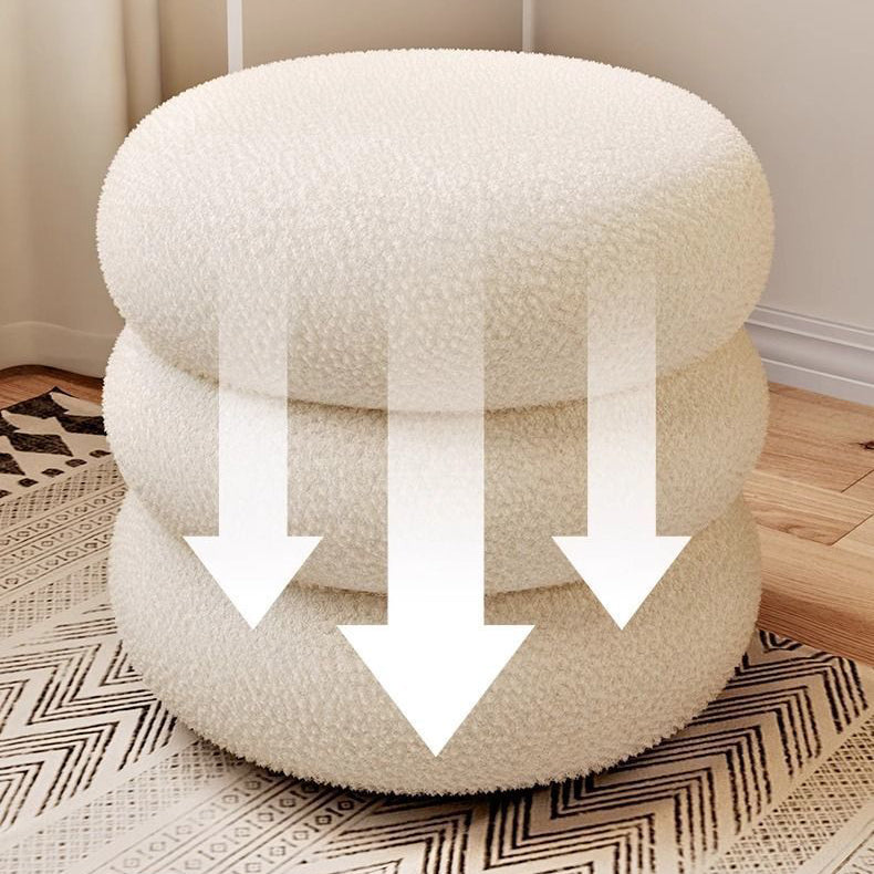 Modern Minimalist Cylinder Frame Lambswool Solid Wood Vanity Stool For Bedroom Lumendat