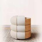 Modern Minimalist Cylinder Frame Lambswool Solid Wood Vanity Stool For Bedroom Lumendat