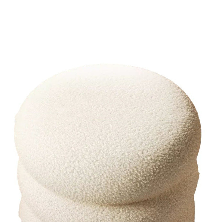 Modern Minimalist Cylinder Frame Lambswool Solid Wood Vanity Stool For Bedroom Lumendat