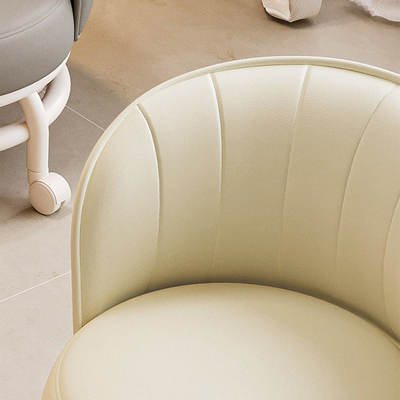 Lumendat Modern Minimalist Round Iron PU Leather Sponge Movable Low Stool Backrest Armless For Living Room Lumendat