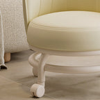 Lumendat Modern Minimalist Round Iron PU Leather Sponge Movable Low Stool Backrest Armless For Living Room Lumendat