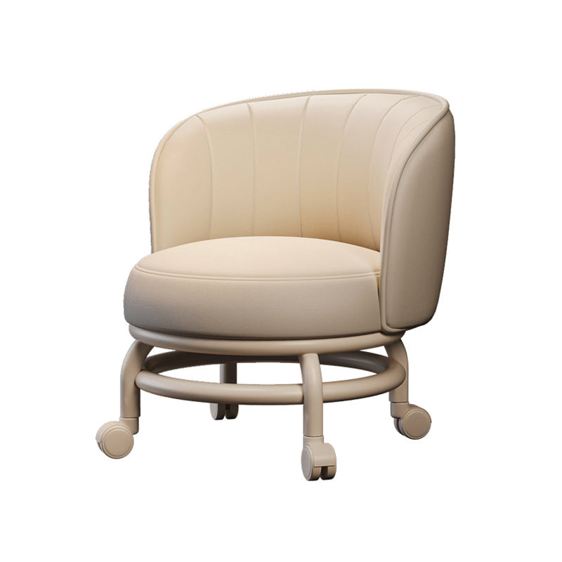 Lumendat Modern Minimalist Round Iron PU Leather Sponge Movable Low Stool Backrest Armless For Living Room Lumendat