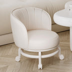 Lumendat Modern Minimalist Round Iron PU Leather Sponge Movable Low Stool Backrest Armless For Living Room Lumendat