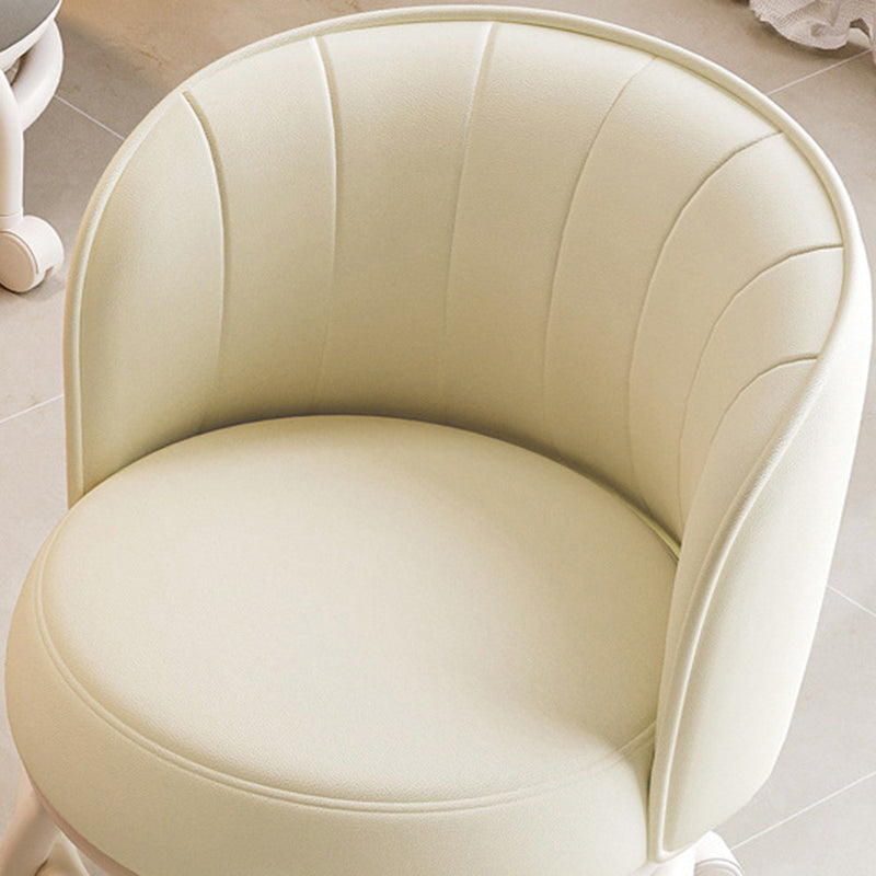 Lumendat Modern Minimalist Round Iron PU Leather Sponge Movable Low Stool Backrest Armless For Living Room Lumendat