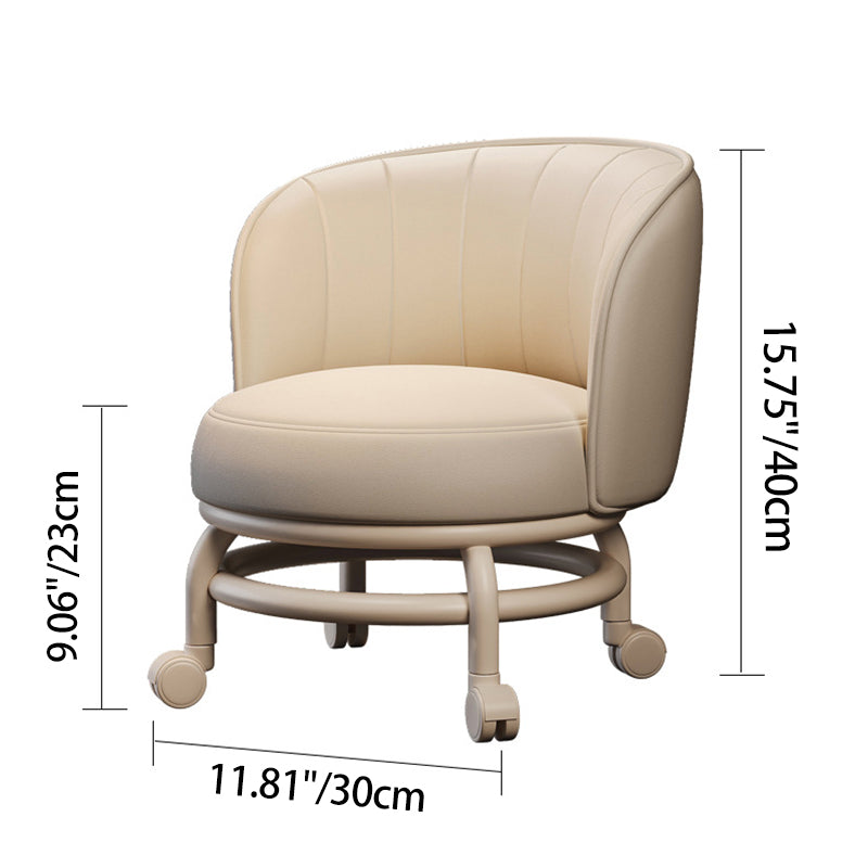 Lumendat Modern Minimalist Round Iron PU Leather Sponge Movable Low Stool Backrest Armless For Living Room Lumendat