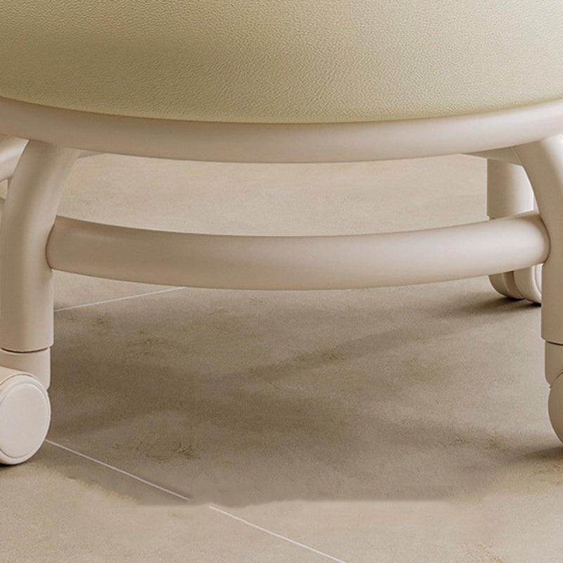 Lumendat Modern Minimalist Round Iron PU Leather Sponge Movable Low Stool Backrest Armless For Living Room Lumendat