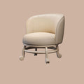 Lumendat Modern Minimalist Round Iron PU Leather Sponge Movable Low Stool Backrest Armless For Living Room Lumendat