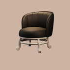Lumendat Modern Minimalist Round Iron PU Leather Sponge Movable Low Stool Backrest Armless For Living Room Lumendat