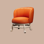 Lumendat Modern Minimalist Round Iron PU Leather Sponge Movable Low Stool Backrest Armless For Living Room Lumendat