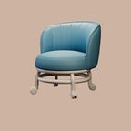 Lumendat Modern Minimalist Round Iron PU Leather Sponge Movable Low Stool Backrest Armless For Living Room Lumendat