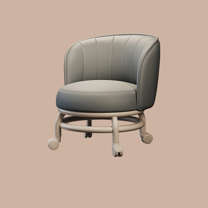 Lumendat Modern Minimalist Round Iron PU Leather Sponge Movable Low Stool Backrest Armless For Living Room Lumendat
