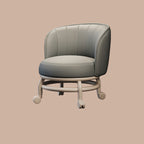 Lumendat Modern Minimalist Round Iron PU Leather Sponge Movable Low Stool Backrest Armless For Living Room Lumendat