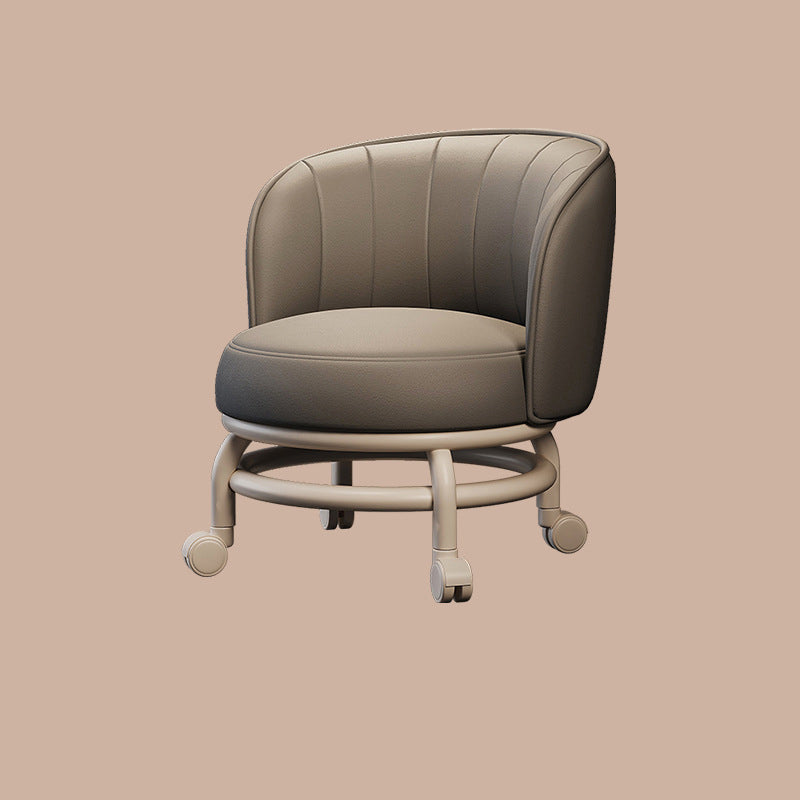 Lumendat Modern Minimalist Round Iron PU Leather Sponge Movable Low Stool Backrest Armless For Living Room Lumendat
