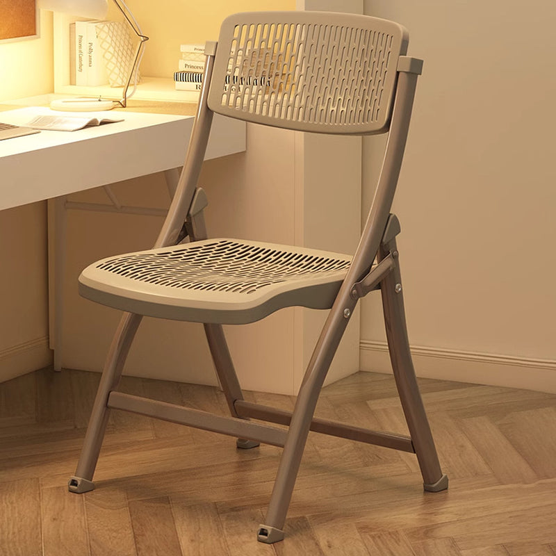 Modern Simplicity Grid Metal Carbon Steel Resin Foldable Desk Chair Backrest Armless For Home Office