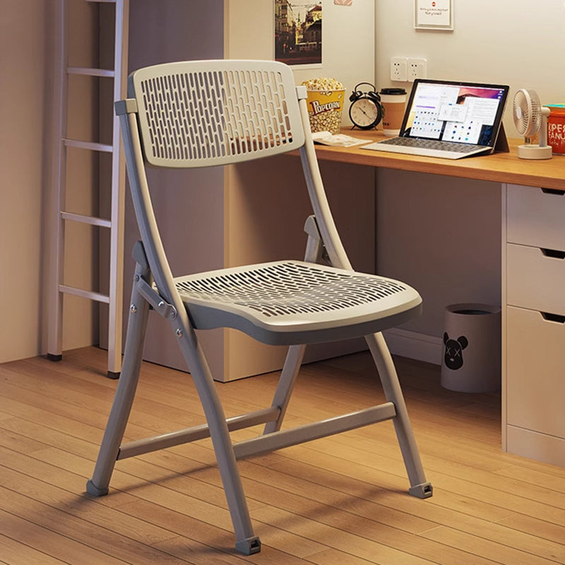Modern Simplicity Grid Metal Carbon Steel Resin Foldable Desk Chair Backrest Armless For Home Office DFM-F