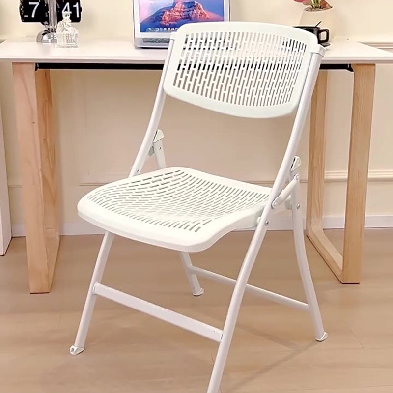 Modern Simplicity Grid Metal Carbon Steel Resin Foldable Desk Chair Backrest Armless For Home Office DFM-F