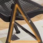 Modern Simplicity Grid Metal Carbon Steel Resin Foldable Desk Chair Backrest Armless For Home Office DFM-F