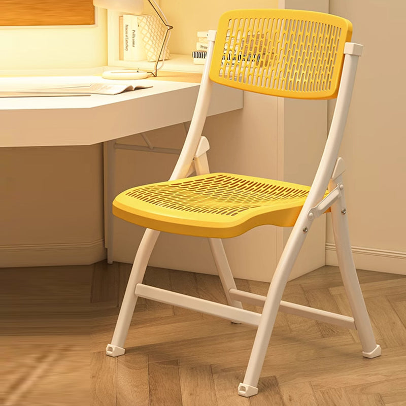Modern Simplicity Grid Metal Carbon Steel Resin Foldable Desk Chair Backrest Armless For Home Office DFM-F