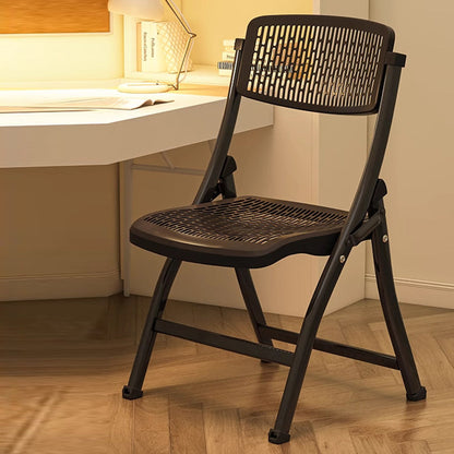 Modern Simplicity Grid Metal Carbon Steel Resin Foldable Desk Chair Backrest Armless For Home Office
