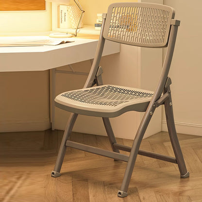 Modern Simplicity Grid Metal Carbon Steel Resin Foldable Desk Chair Backrest Armless For Home Office