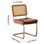 Traditional Vintage Arc Stainless Steel Leather Sponge Plastic Rattan Weaving Dining Chair Backrest Armless For Dining Room Lumendat