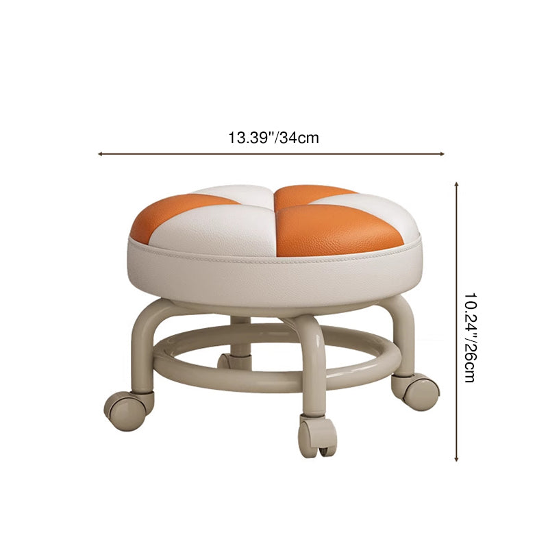 Lumendat Modern Simplicity Kids Movable Round PU Leather Carbon Steel Sponge Low Stool For Living Room Lumendat