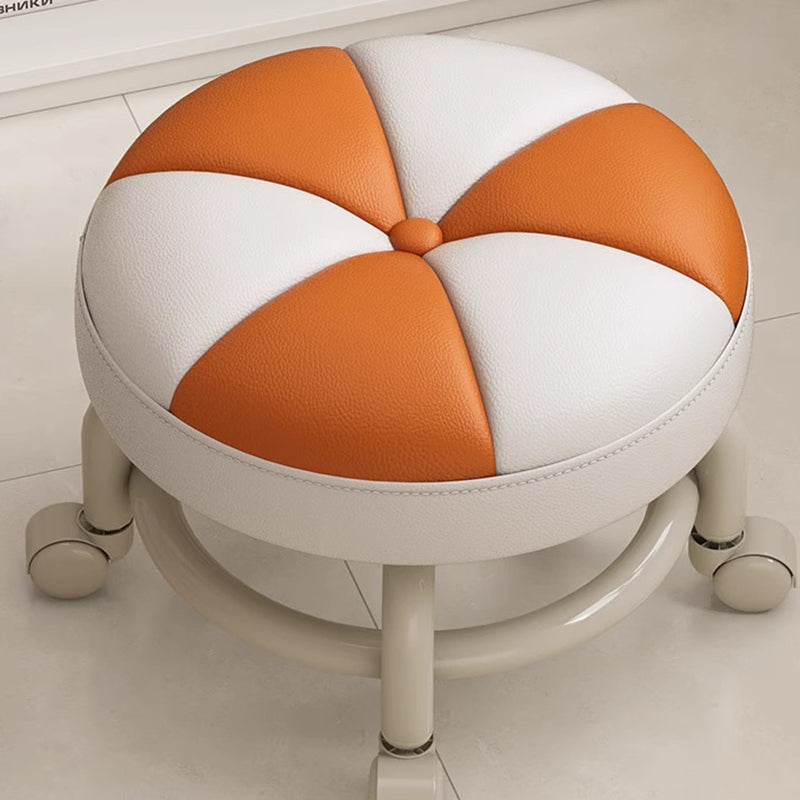 Lumendat Modern Simplicity Kids Movable Round PU Leather Carbon Steel Sponge Low Stool For Living Room Lumendat