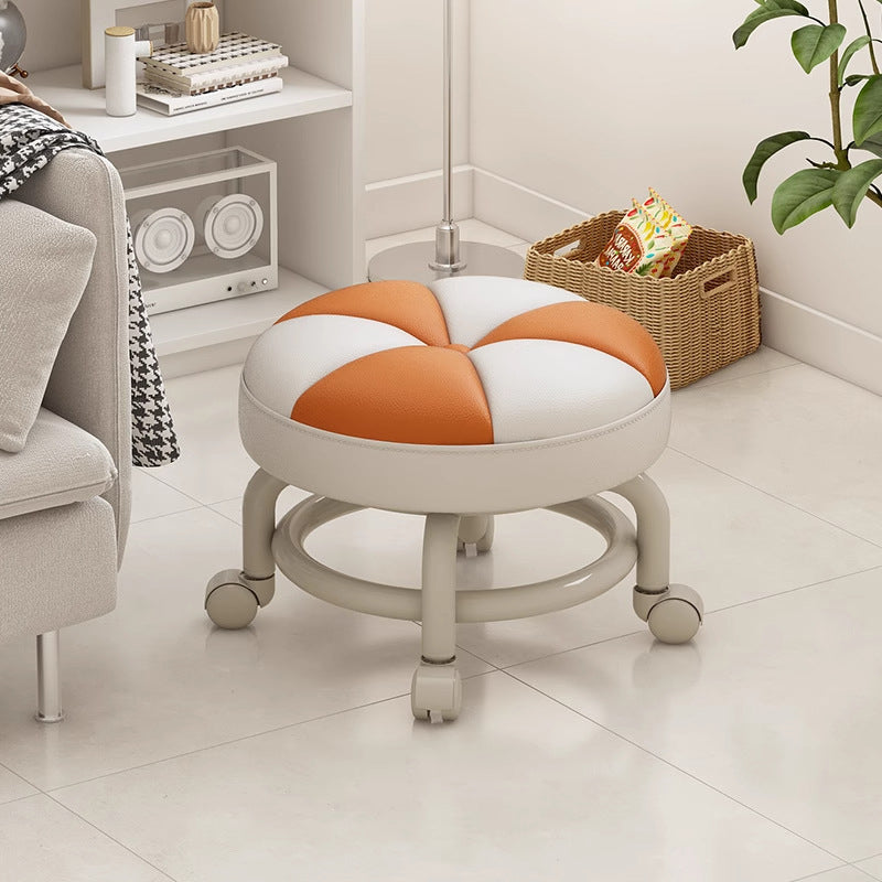 Lumendat Modern Simplicity Kids Movable Round PU Leather Carbon Steel Sponge Low Stool For Living Room Lumendat