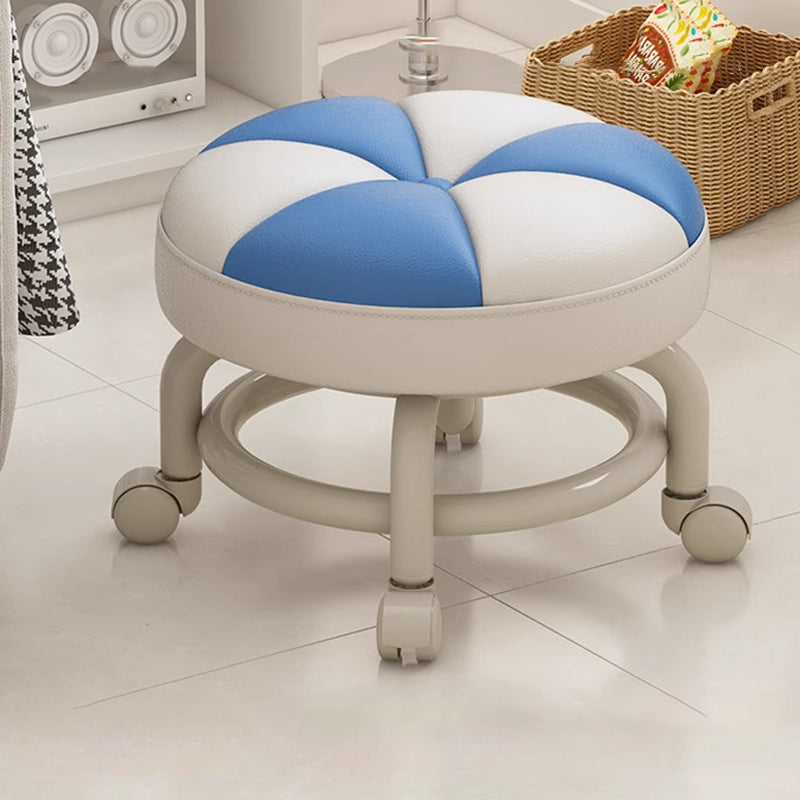 Lumendat Modern Simplicity Kids Movable Round PU Leather Carbon Steel Sponge Low Stool For Living Room Lumendat