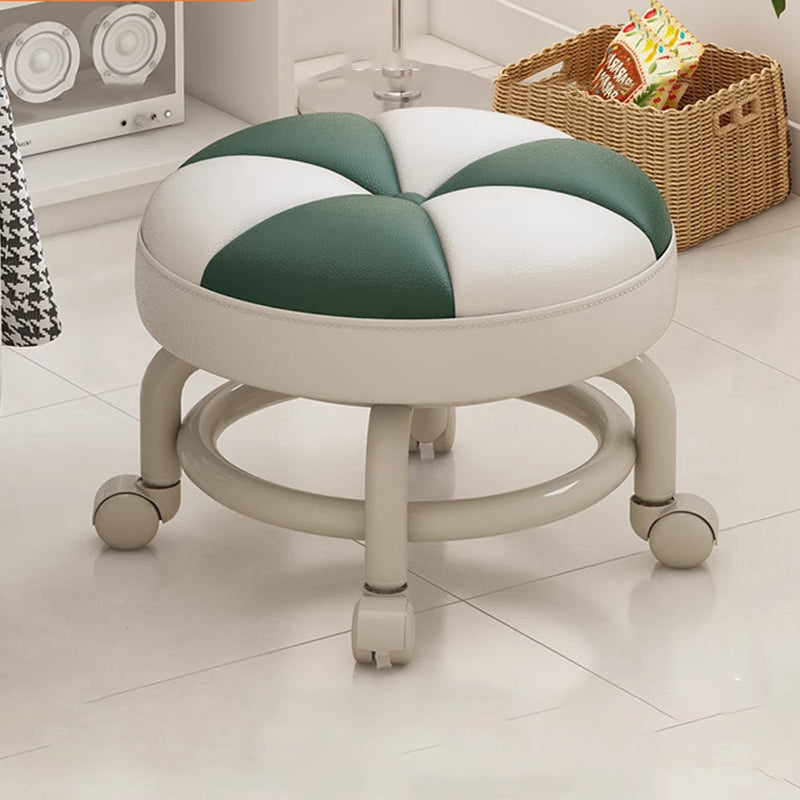 Lumendat Modern Simplicity Kids Movable Round PU Leather Carbon Steel Sponge Low Stool For Living Room Lumendat