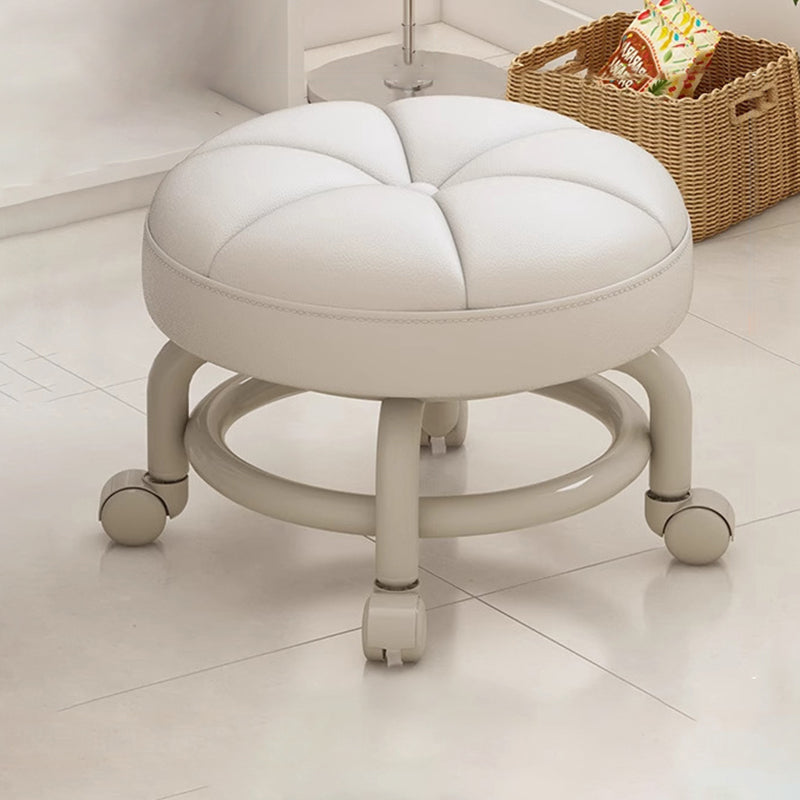 Lumendat Modern Simplicity Kids Movable Round PU Leather Carbon Steel Sponge Low Stool For Living Room Lumendat