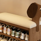 Lumendat Modern Art Deco Dog Rubberwood PU Leather Sponge Kids Shoe Bench Backless Armless For Entryway Lumendat