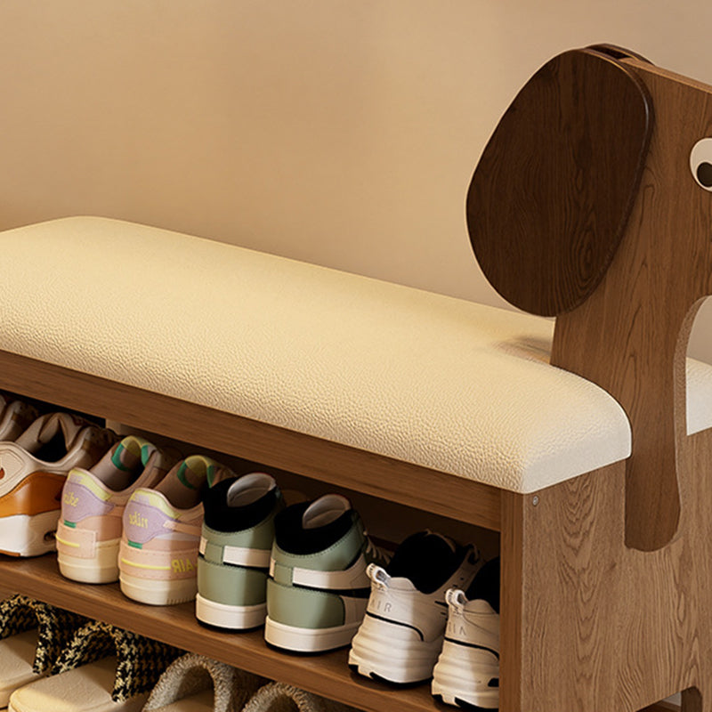 Lumendat Modern Art Deco Dog Rubberwood PU Leather Sponge Kids Shoe Bench Backless Armless For Entryway Lumendat