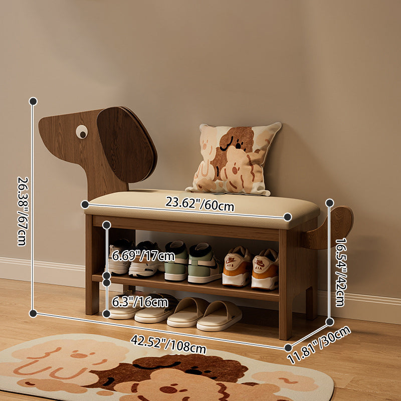 Lumendat Modern Art Deco Dog Rubberwood PU Leather Sponge Kids Shoe Bench Backless Armless For Entryway Lumendat