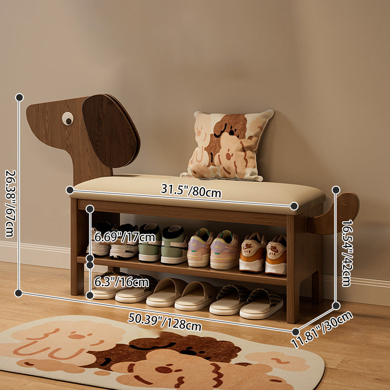 Lumendat Modern Art Deco Dog Rubberwood PU Leather Sponge Kids Shoe Bench Backless Armless For Entryway Lumendat