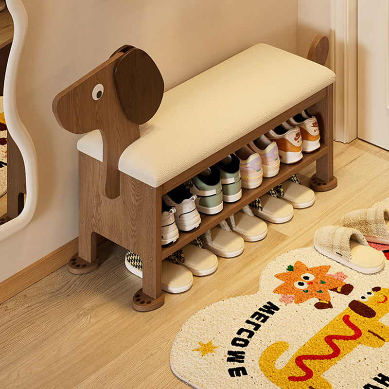 Lumendat Modern Art Deco Dog Rubberwood PU Leather Sponge Kids Shoe Bench Backless Armless For Entryway Lumendat