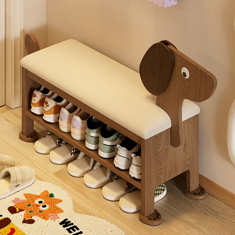 Lumendat Modern Art Deco Dog Rubberwood PU Leather Sponge Kids Shoe Bench Backless Armless For Entryway Lumendat